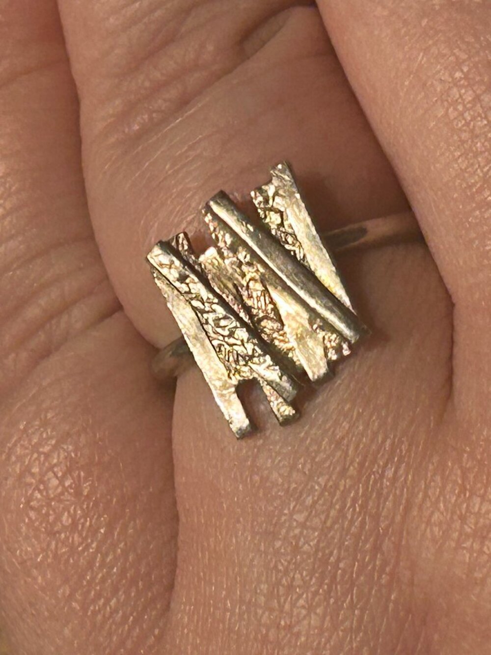 Vintage Sterling Silver Abstract Design Ring - Size 7